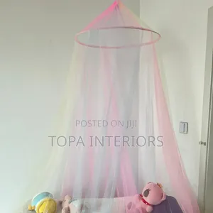 Ring Top 4x6 Pink Round Mosquito Nets With Ceiling Hook