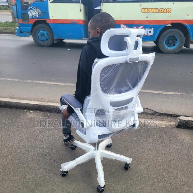 White Office Headrest Chair - thumbnail 2