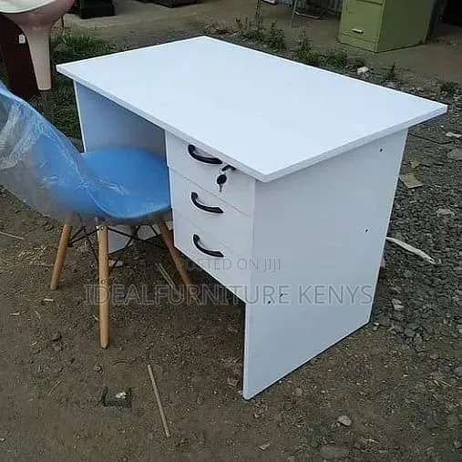 White Office Desk 1.2M With 3 Drawers