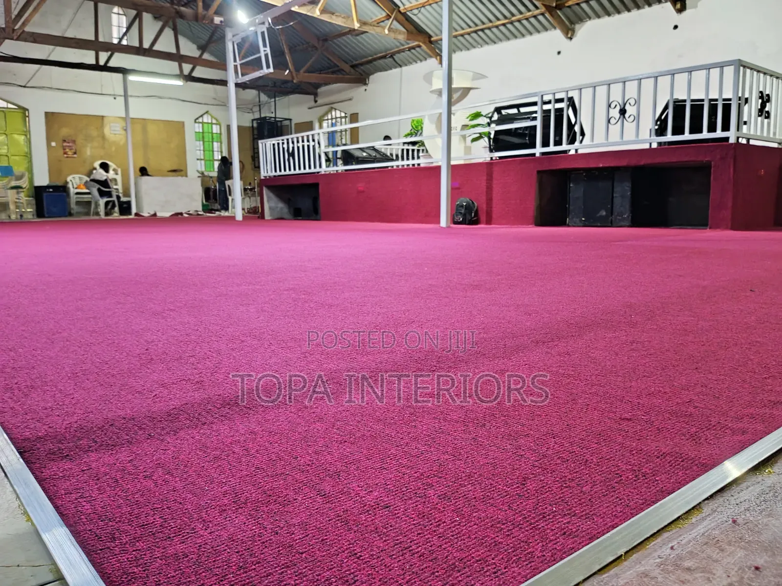 Maroon Church Altar Carpets Wall to Wall Flooring Installation