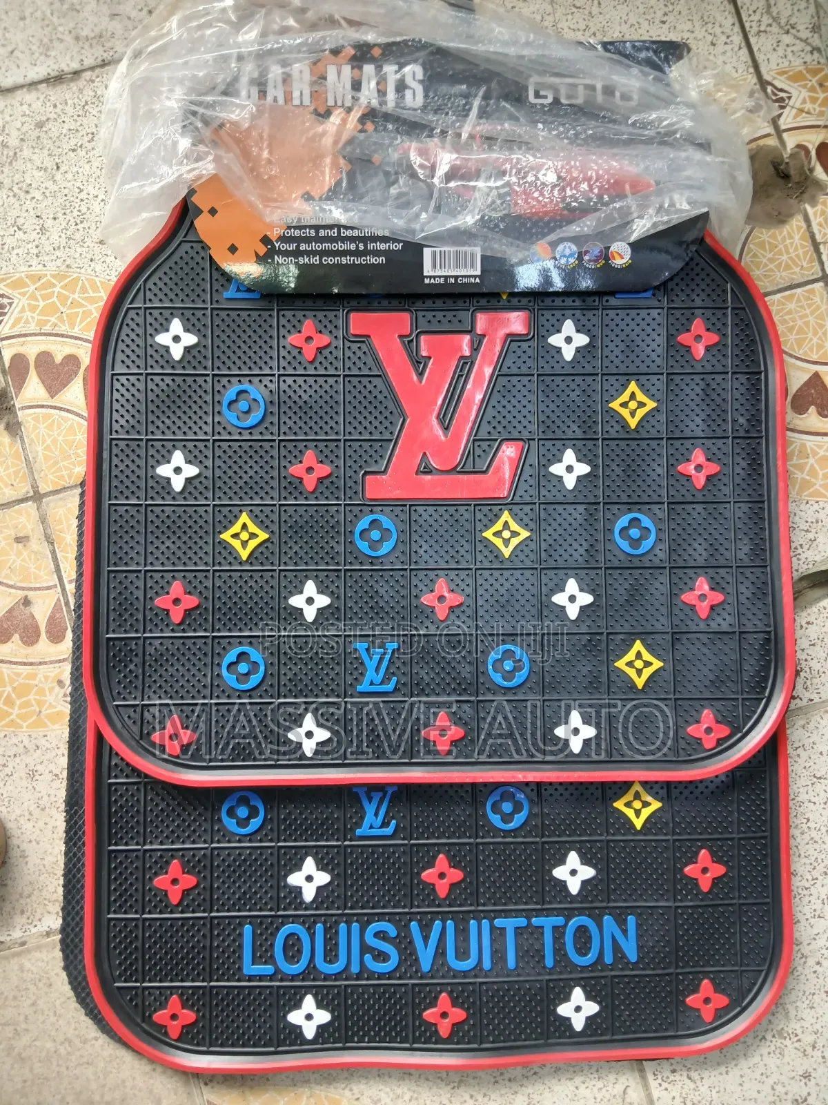 Louis Vuitton Red 5pcs Car Mats