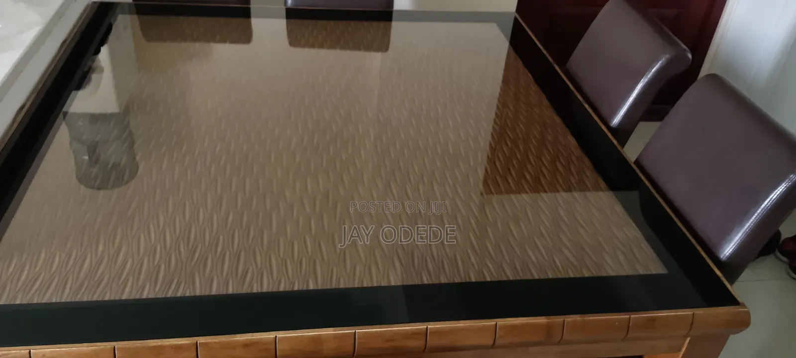 Malaysian Mahogany Wooden and Glass 8 Seater Table.