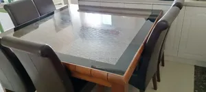Malaysian Mahogany Wooden and Glass 8 Seater Table.