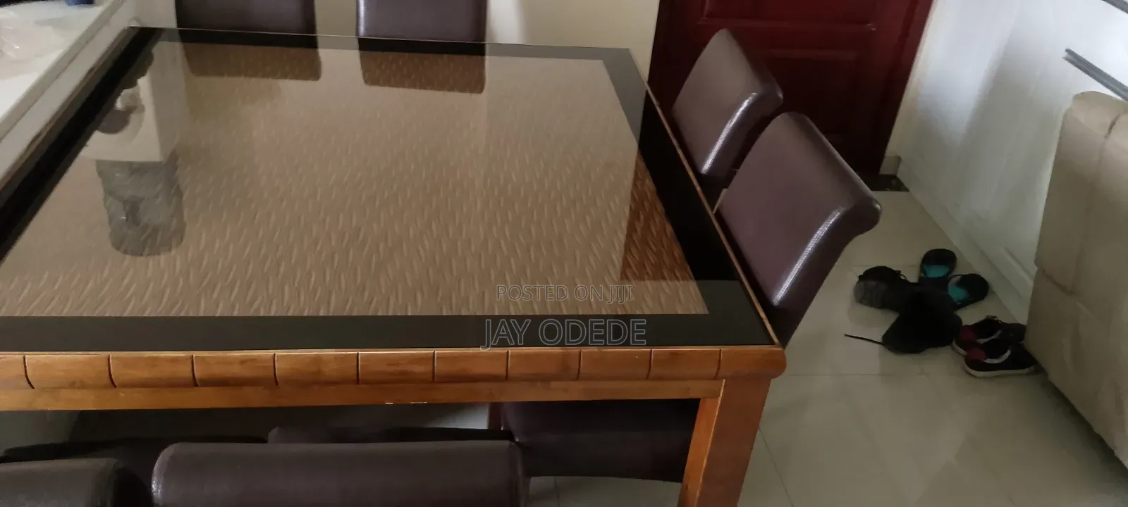 Malaysian Mahogany Wooden and Glass 8 Seater Table.