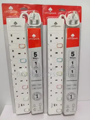 Officepoint 5-Way Extension Sockets With Individual Switches.