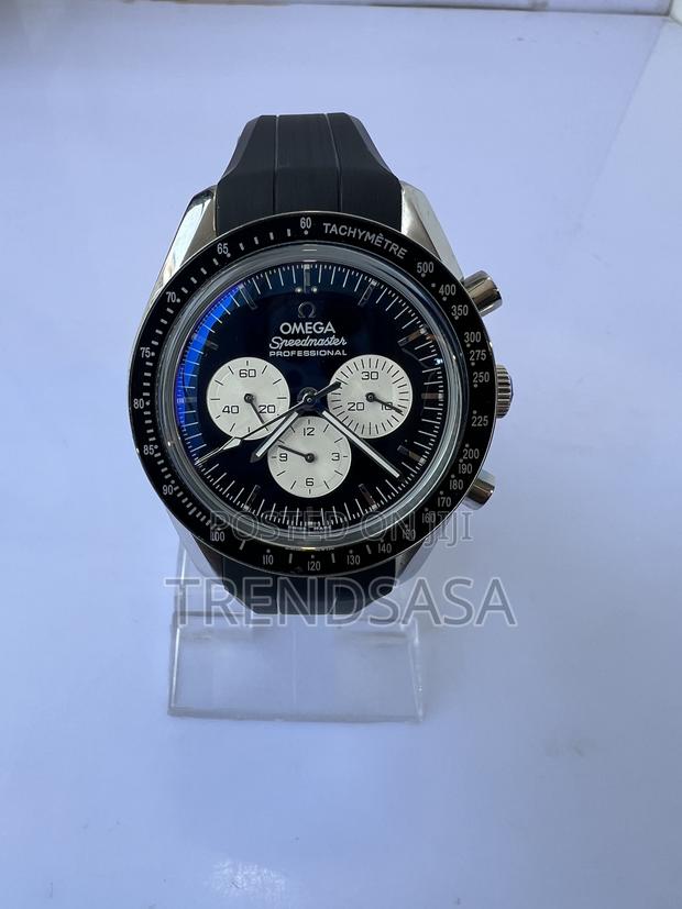 Omega Speedmaster Panda Rubber Straps Silver Bezel Watch