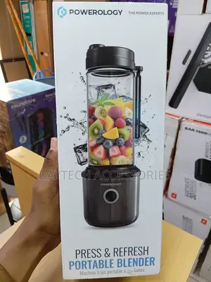 The Powerology Press Refresh Portable Blender (450mL, 126W) in Black
