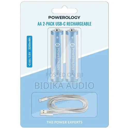 Powerology AA 2-Pack USB-C Rechargeable