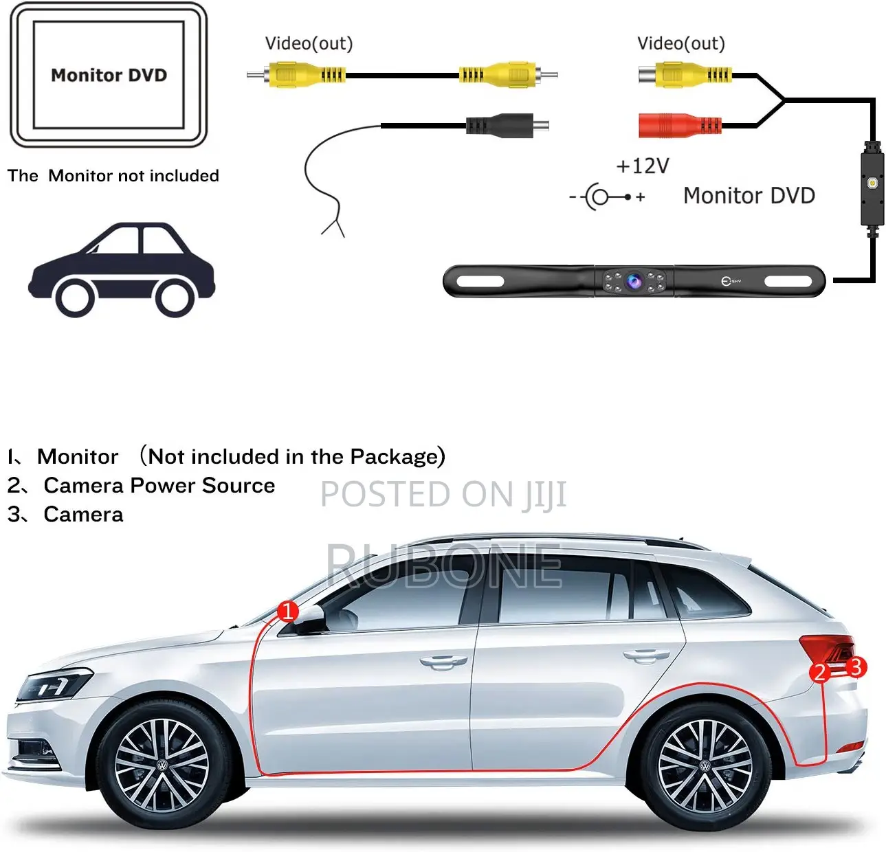 Backup Camera, Esky 170 Degree Wide Angle 8 LED