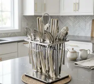24-Piece Luxury Gold Silver Flatware Ensemble