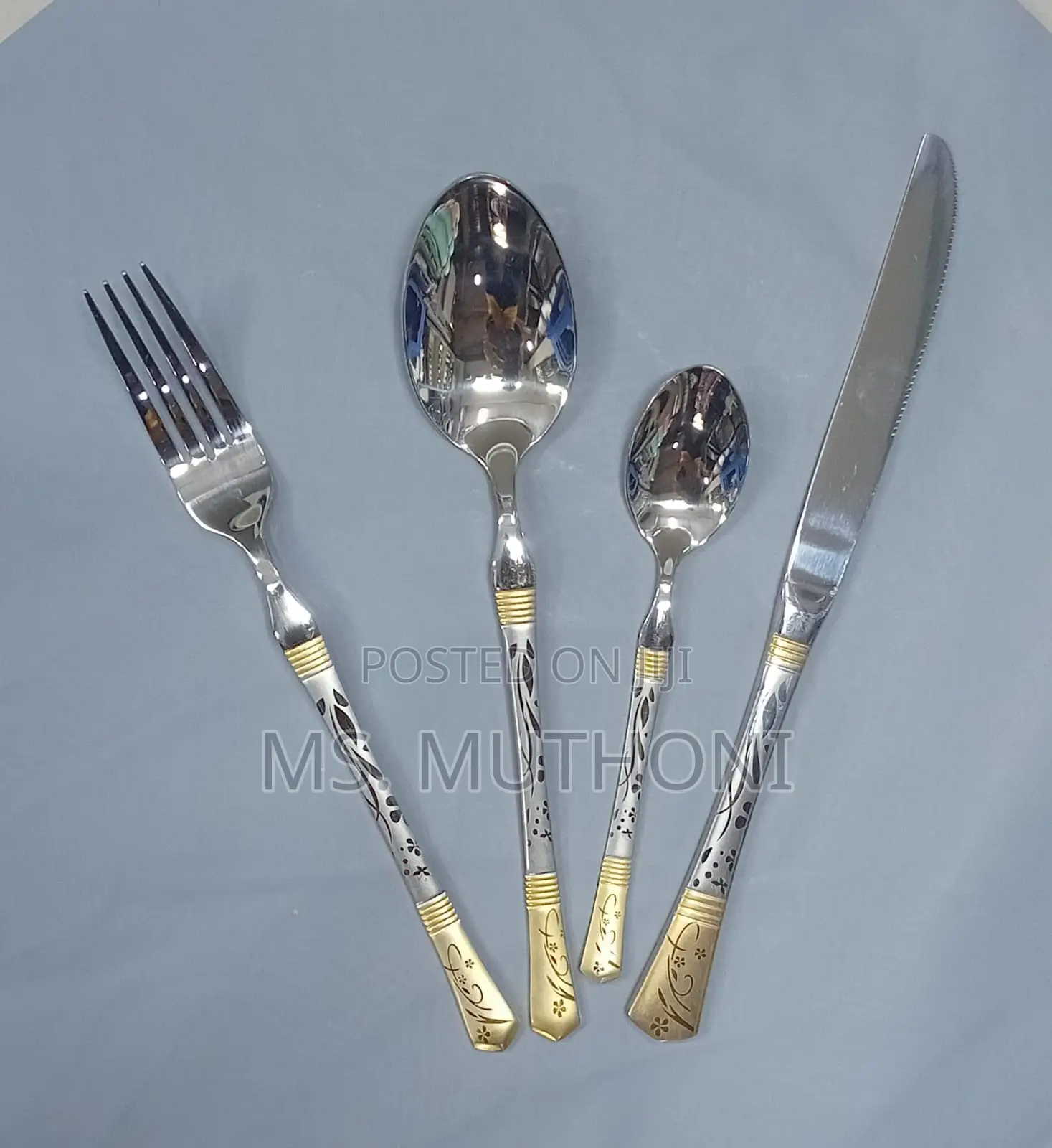 24-Piece Luxury Gold Silver Flatware Ensemble