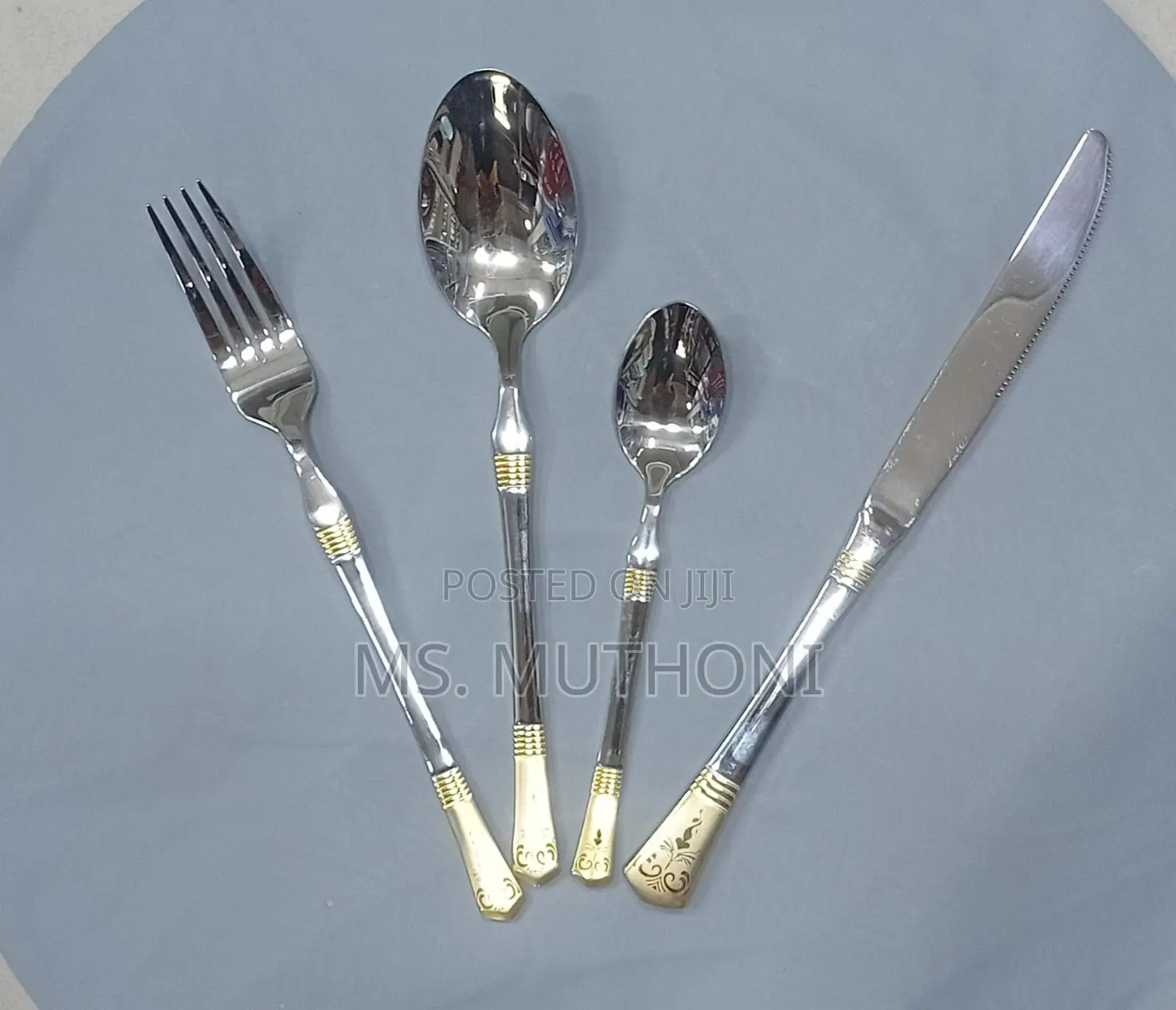 24-Piece Luxury Gold Silver Flatware Ensemble