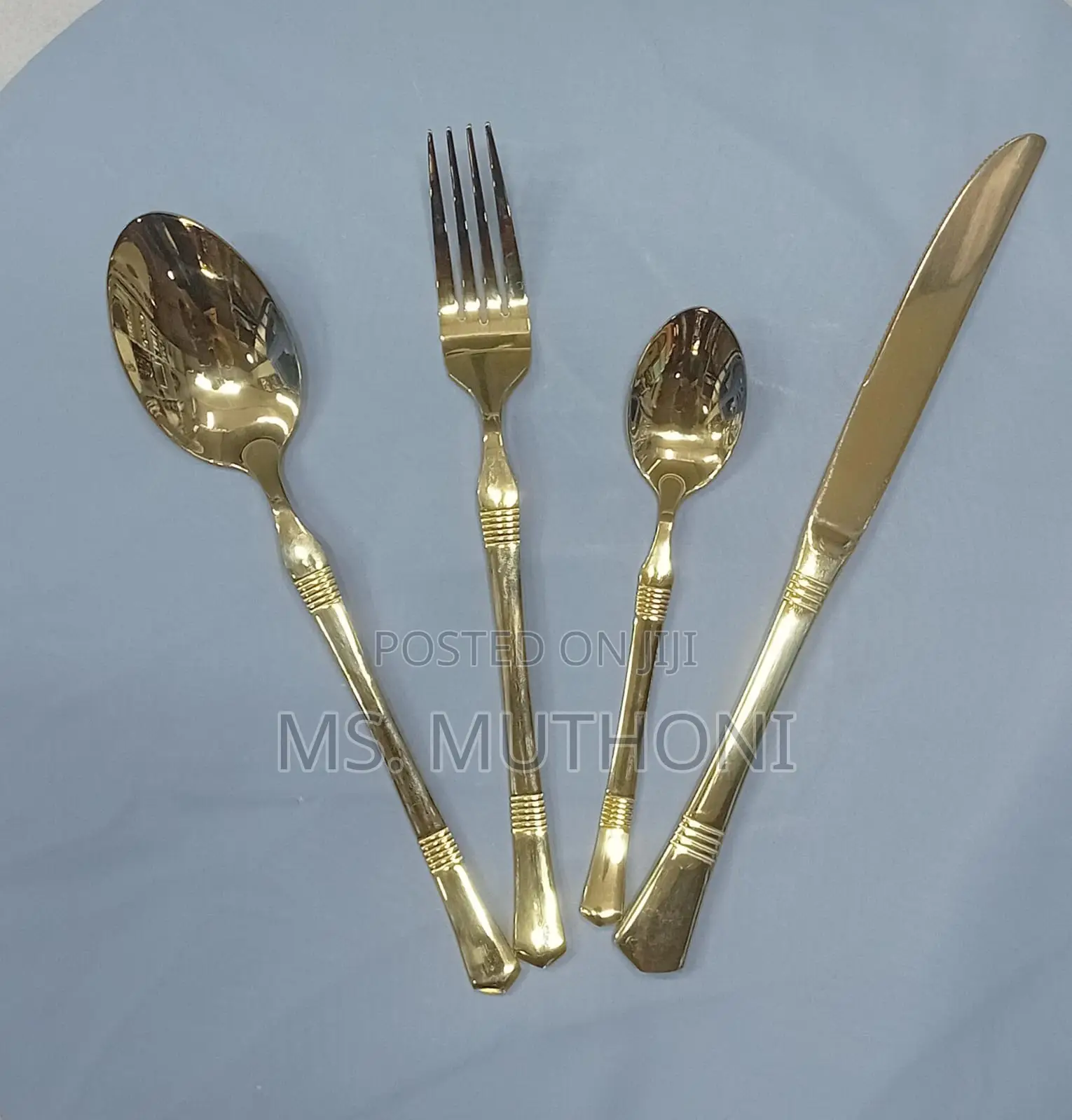 24-Piece Luxury Gold Silver Flatware Ensemble