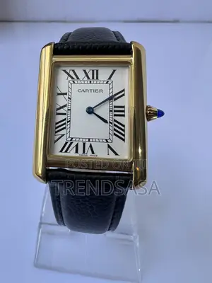 Cartier Tank Yellow Gold Black Leather Gents Watch