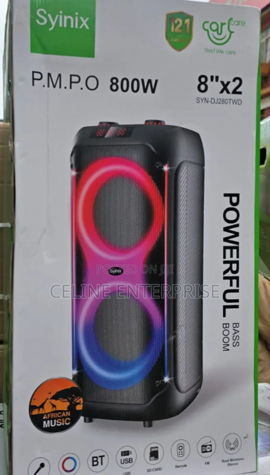 Syinix 800W Heavy Bass Wireless Speaker – Portable Karaoke Speaker