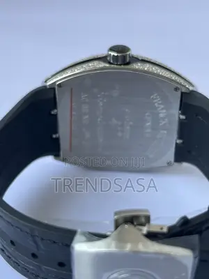 Frank Muller Curvex Iced Bezel Silver Black Leather Watch
