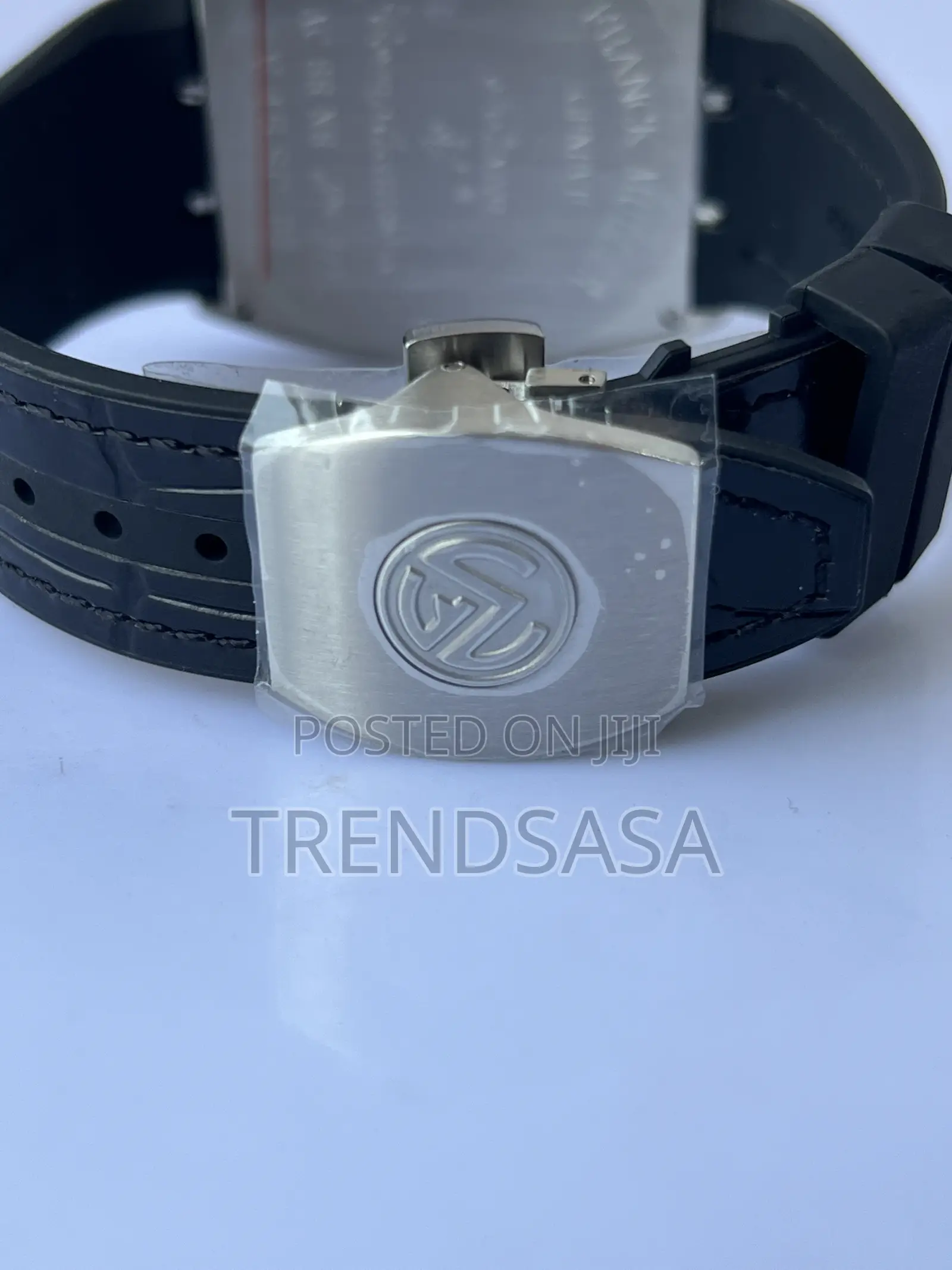 Frank Muller Curvex Iced Bezel Silver Black Leather Watch