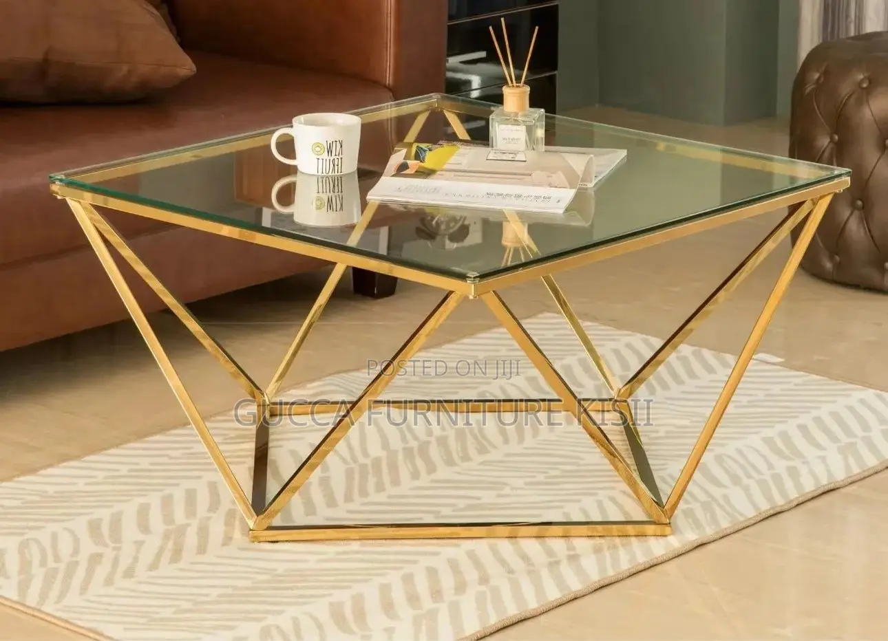 Diamond Shaped Glass Coffee Table
