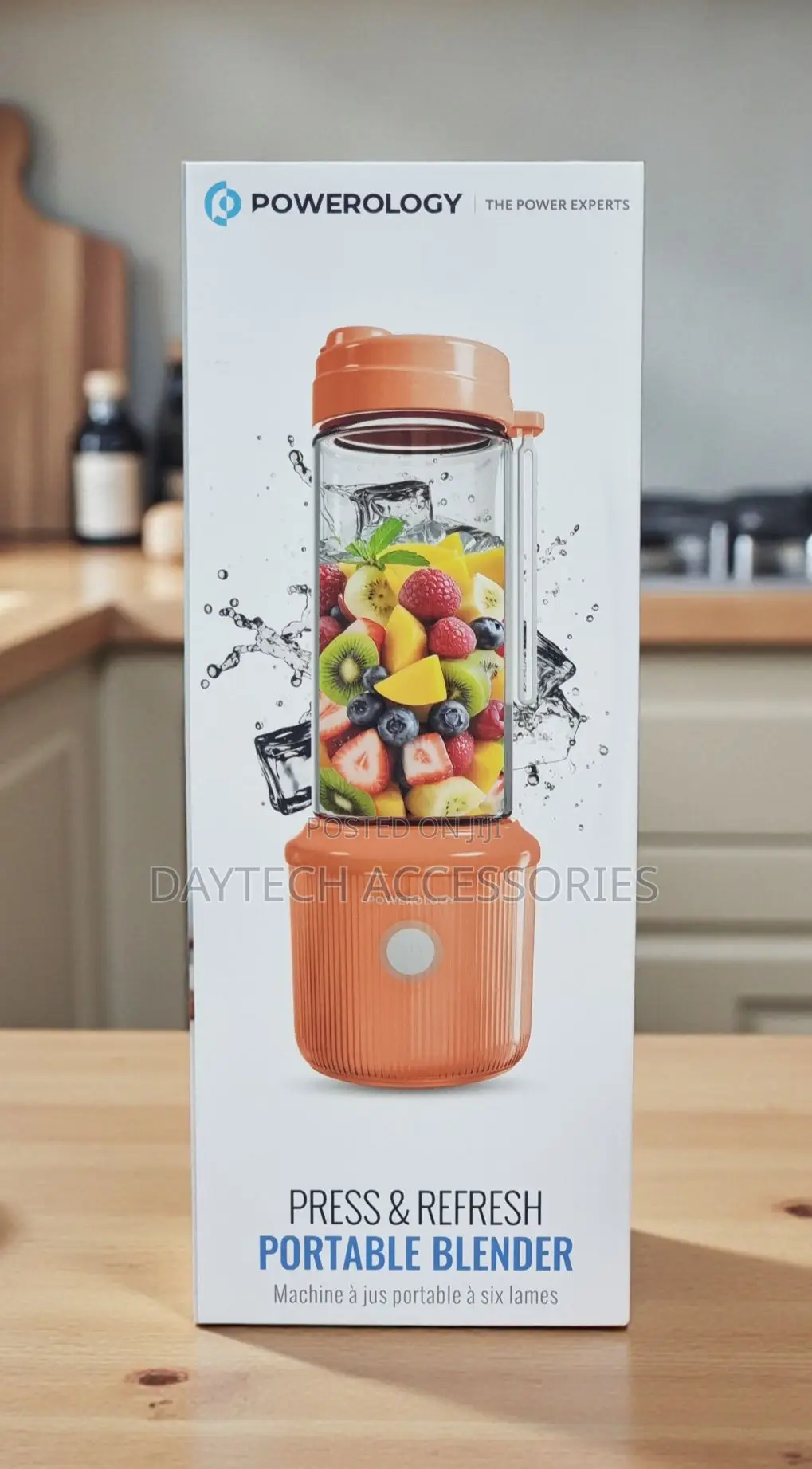 Powerology Press Refresh Portable Blender 450ml 2500mAh 6 Blades.