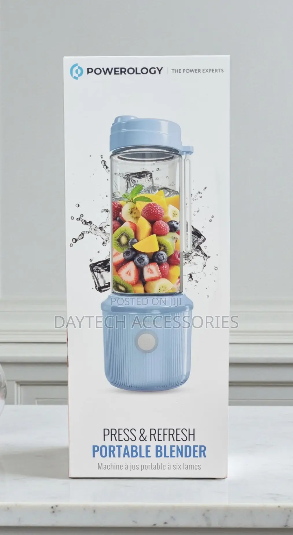 Powerology Press Refresh Portable Blender 450ml 2500mAh 6 Blades.