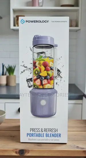 Powerology Press Refresh Portable Blender 450ml 2500mAh 6 Blades.