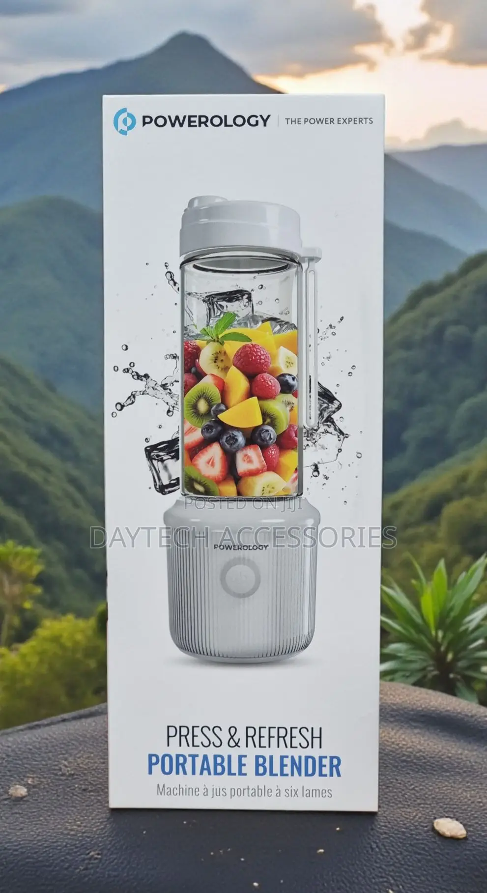 Powerology Press Refresh Portable Blender 450ml 2500mAh 6 Blades.
