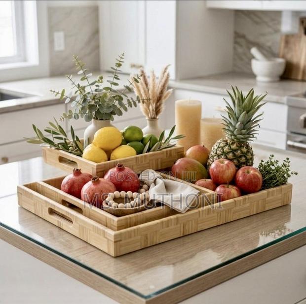 Functional Three Nesting Bamboo Trays Set - main view