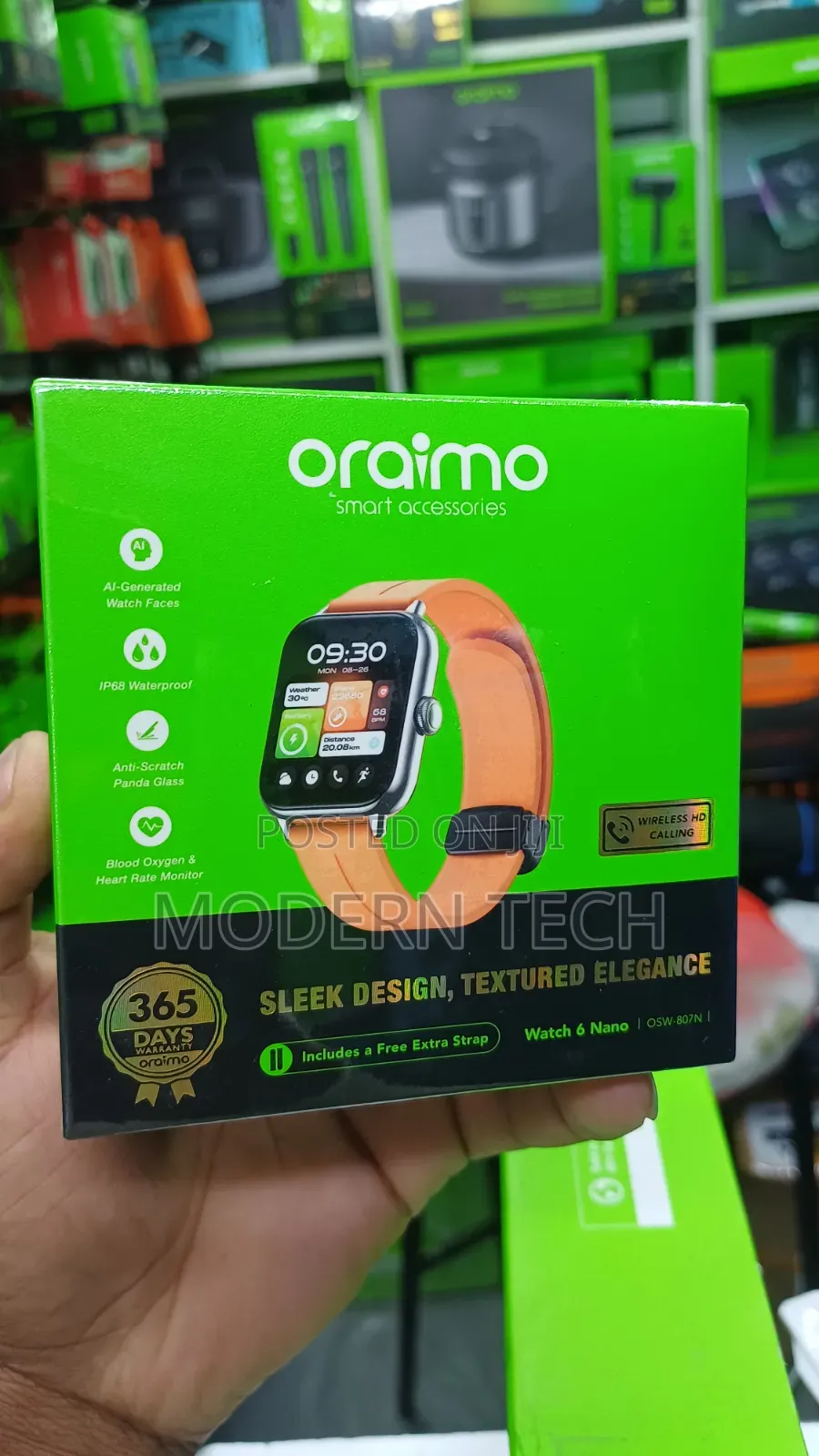 Oraimo 6 Nano 1.52" TFT Smart Watch – Full Touchscreen