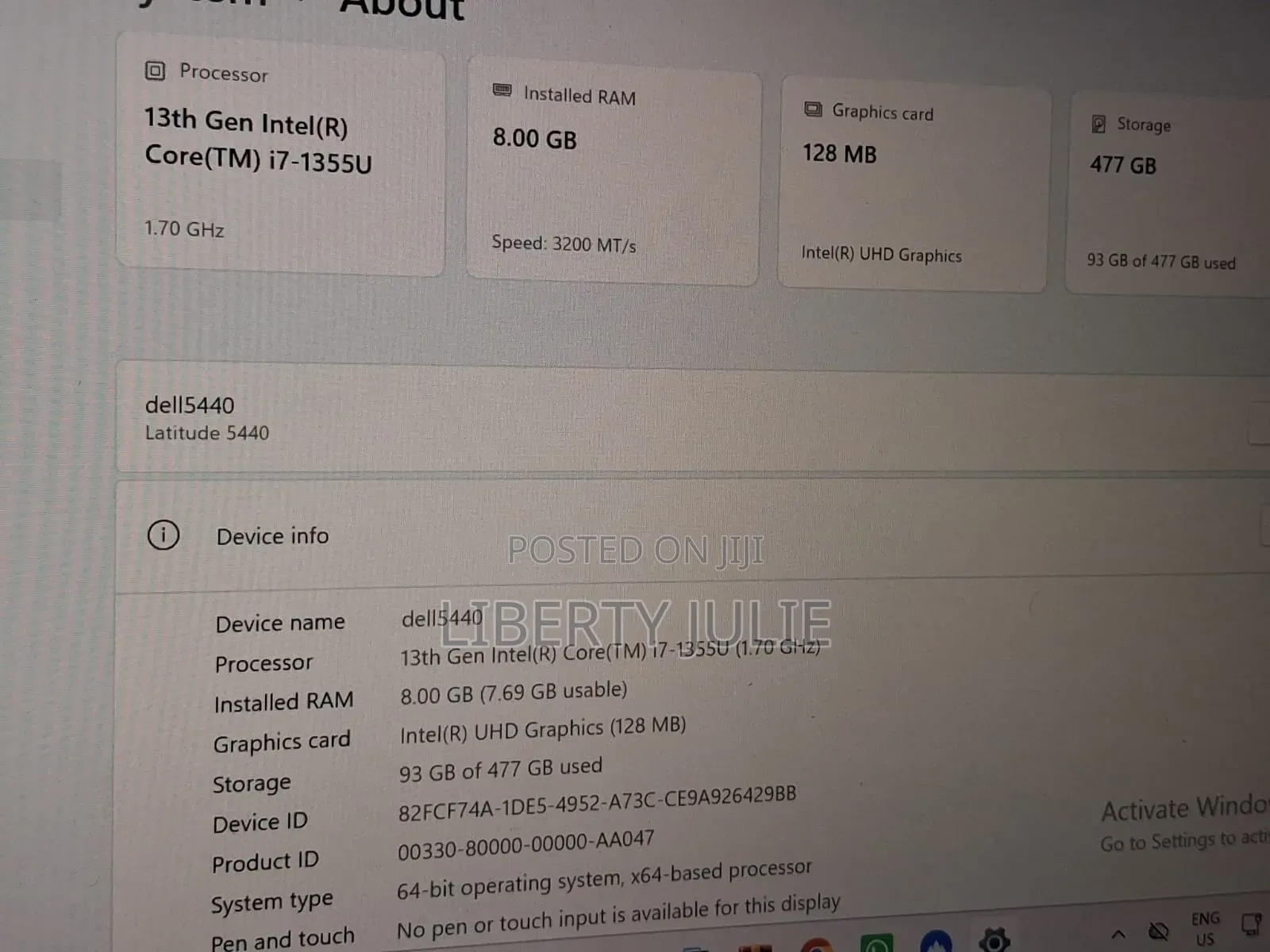 Laptop Dell 8GB Intel Core i7 SSHD (Hybrid) 500GB