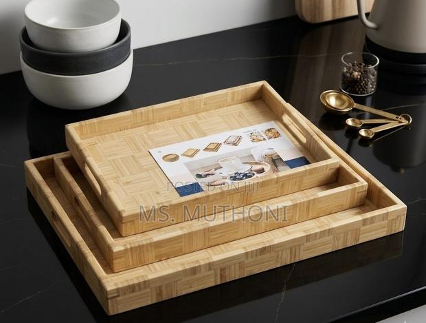 Functional Three Nesting Bamboo Trays Set - thumbnail 2