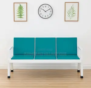 Office Bench; Green 3-Link Padded Bench