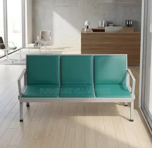 Office Bench; Green 3-Link Padded Bench