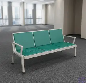 Office Bench; Green 3-Link Padded Bench