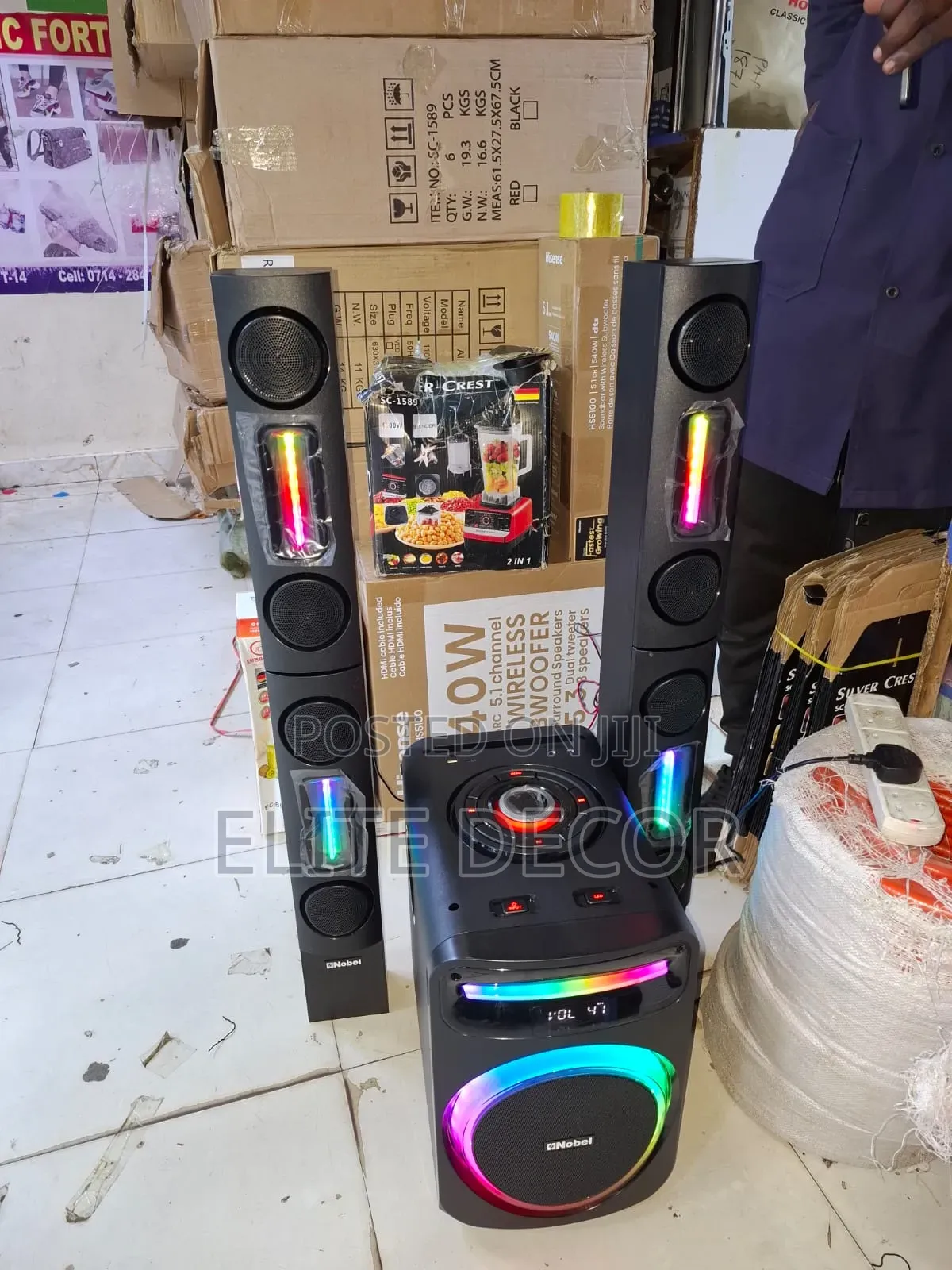 Nobel NB-928L Hi-Fi Tall Boy Woofer | Bluetooth | RGB Lights