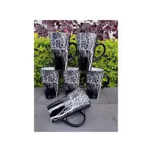 6pcs Set of Tree Mugs Black Ceramics Cups