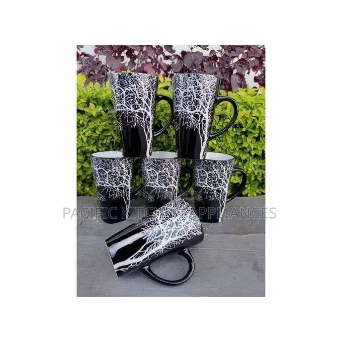 6pcs Set of Tree Mugs Black Ceramics Cups