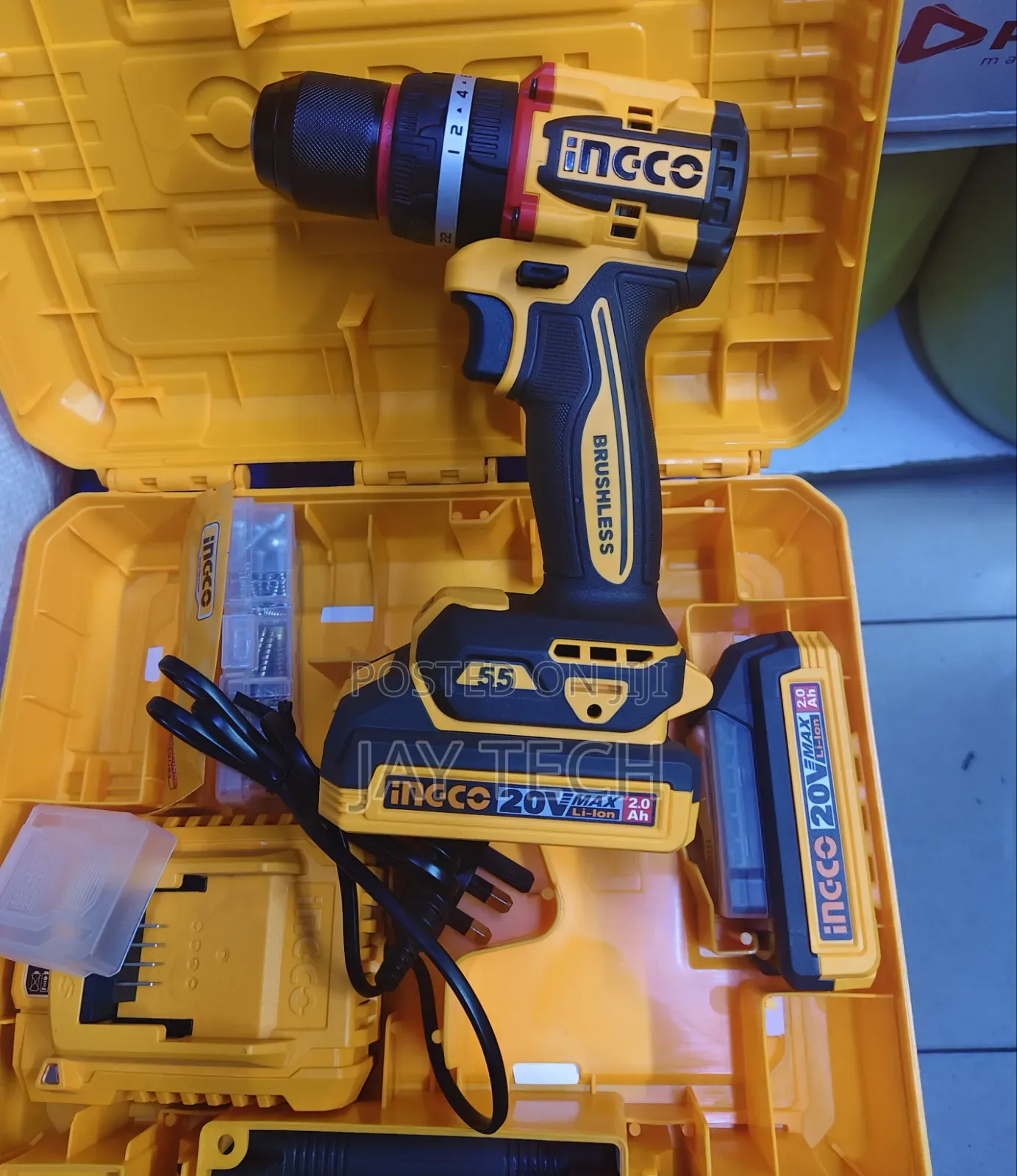 Ingco 20V Compact Brushless Cordless Impact Drill Kit (55Nm/66Nm)