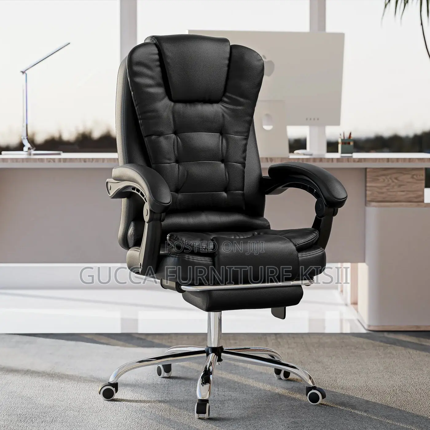 Leather Office Chair With Footrest
