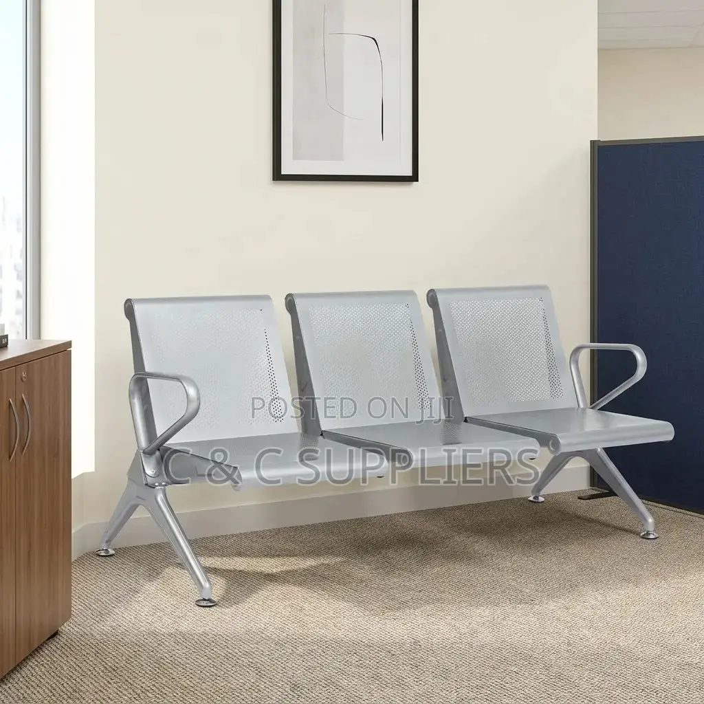 3-Seater Non Padded Hospital Waiting Bench.