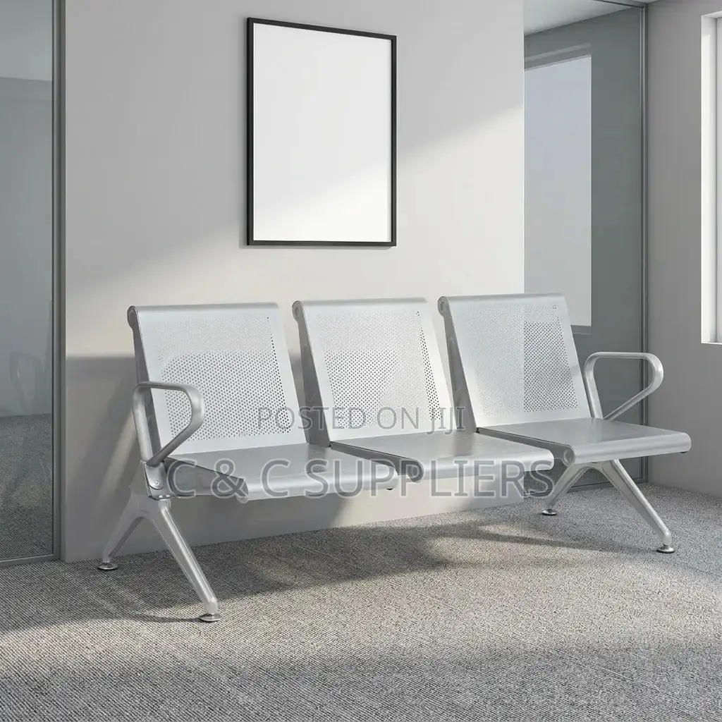 3-Seater Non Padded Hospital Waiting Bench.