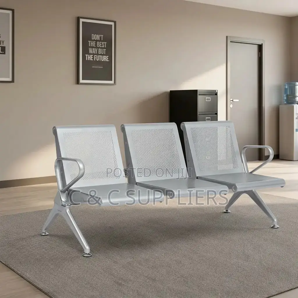 3-Seater Non Padded Hospital Waiting Bench.