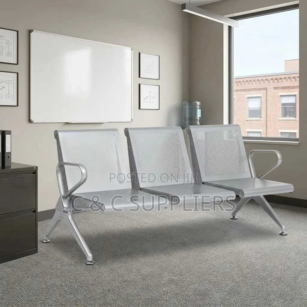 3-Seater Non Padded Hospital Waiting Bench.