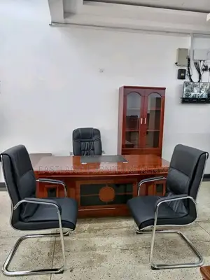 Executive Office Desk - Mahogany Office Desk With Visitors Chairs Set