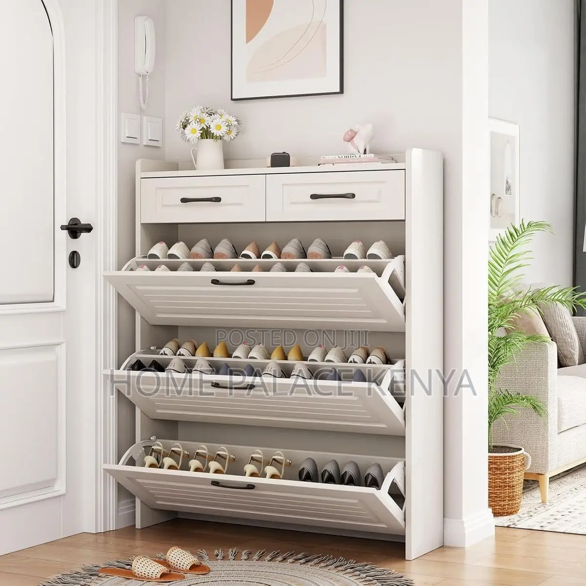 Shoe Rack; Space Saving Shoe Rack Storage Cabinet for Entryway