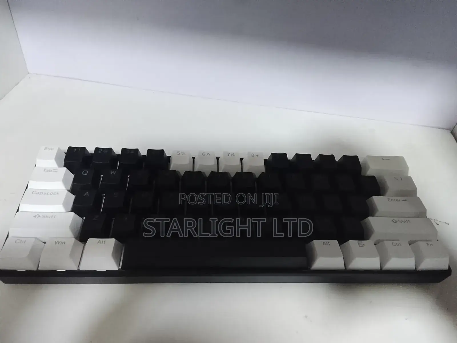 Compact Custom Mechanical Keyboard With Tuxedo Style Keycaps