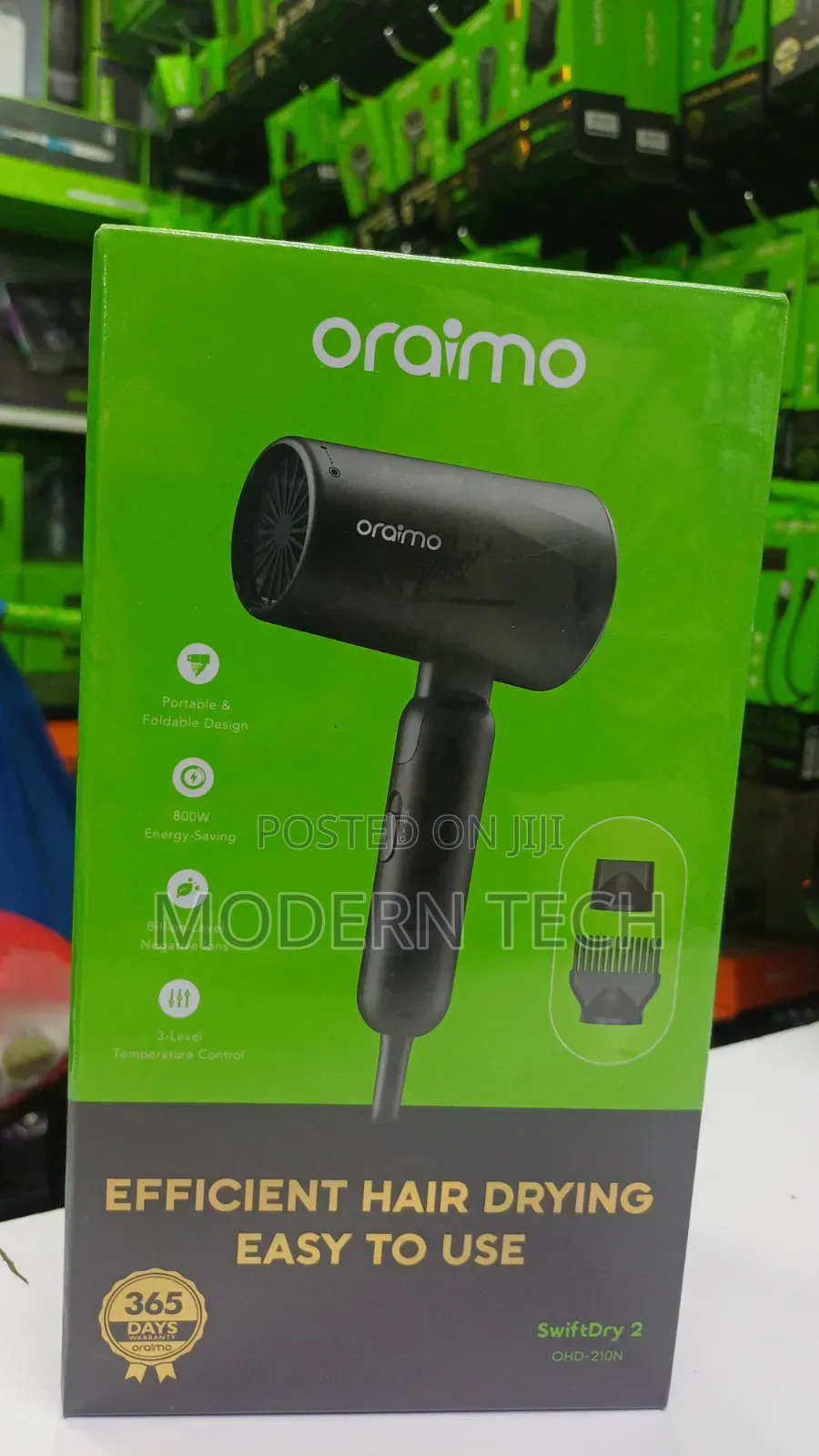 Oraimo SwiftDry 2 Foldable 800W Efficient Hair Dryer