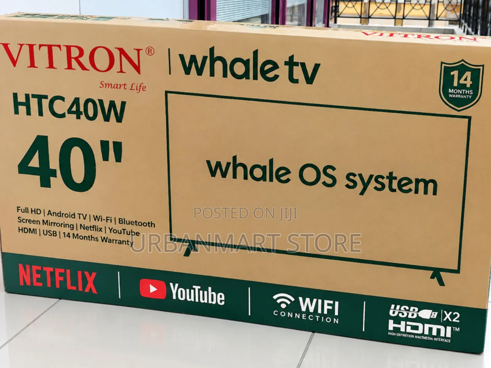 Brand New Vitron 40 Inch Smart Whale TV With Bluetooth, WiFi, YouTube
