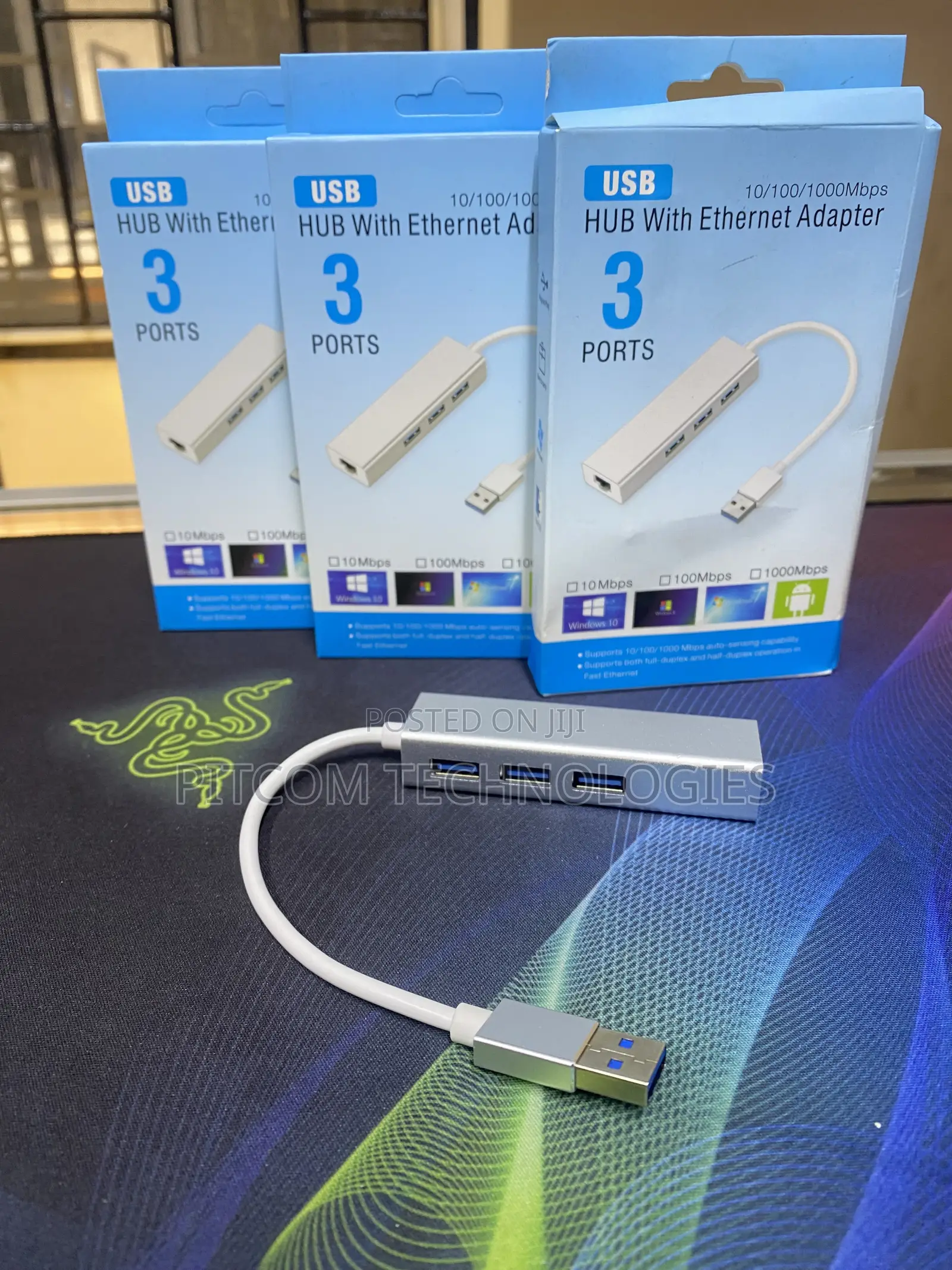 3.0 USB to Ethernet Adapter With 3 USB Ports