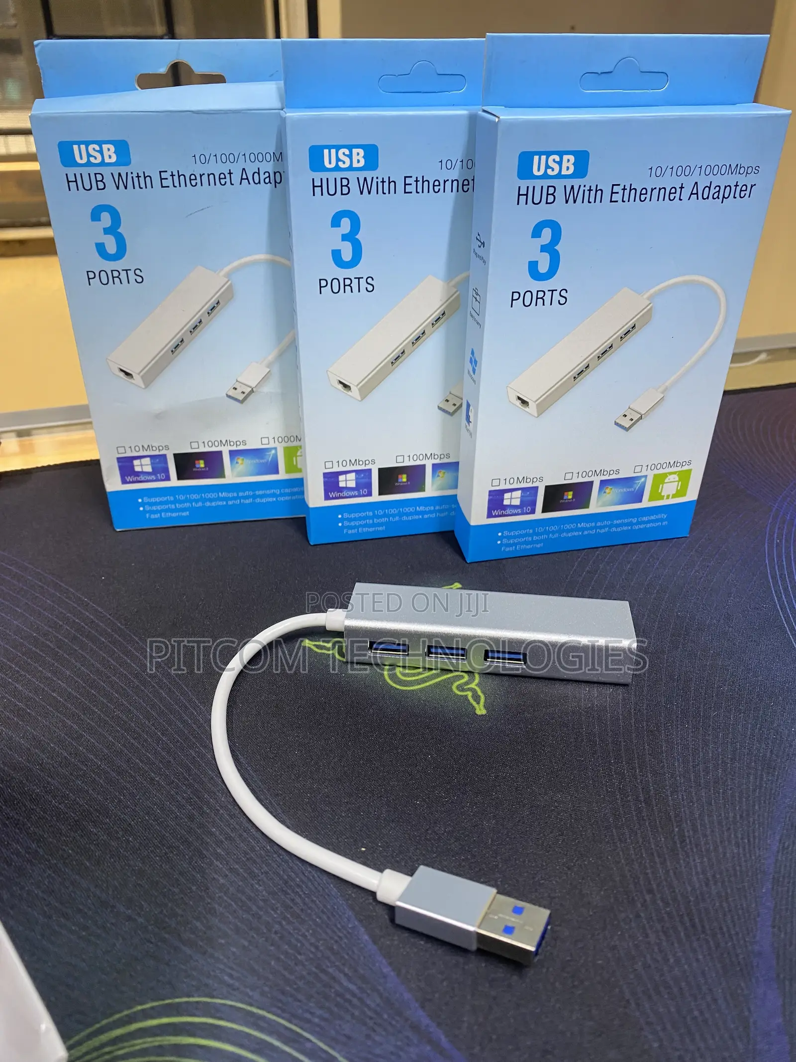 3.0 USB to Ethernet Adapter With 3 USB Ports