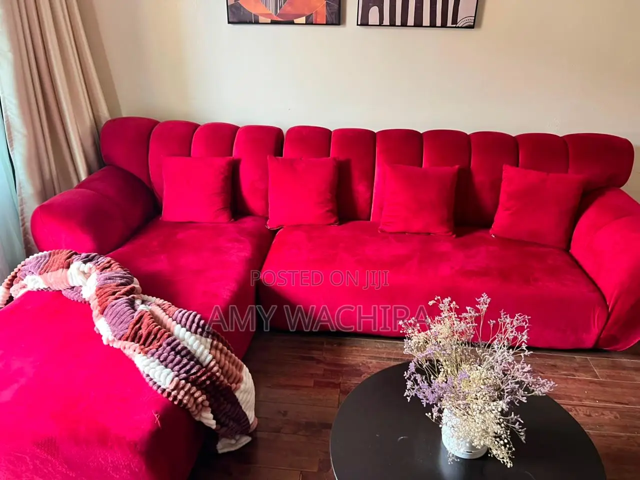 Magenta, Velvet 7-Seater Sectional Sofa